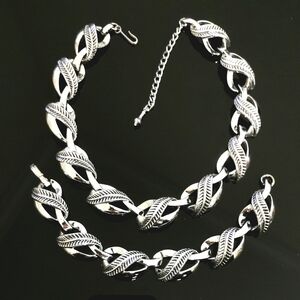 Vintage silver tone choker necklace and bracelet set